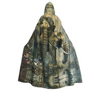 ERSDWRE Nature Elephants Print Halloween Hooded Cloak For Men Women Hooded Cape Robe For Medieval Cloak Costumes Cosplay