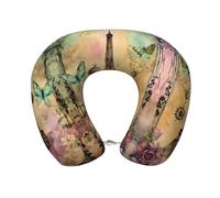 Ersdwre Paris Eiffel Tower Travel Pillow U-Shaped Neck Pillow With Memory Foam For Perfect Camping Airplane Travel