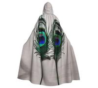 ERSDWRE Peacock Feather Print Halloween Hooded Cloak For Men Women Hooded Cape Robe For Medieval Cloak Costumes Cosplay