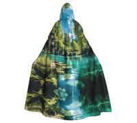 ERSDWRE Plitvice Lakes National Park Print Halloween Hooded Cloak For Men Women Hooded Cape Robe For Medieval Cloak Costumes Cosplay