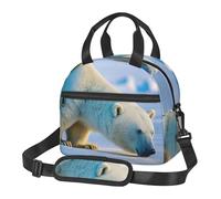 ERSDWRE Polar Bear Print Reusable Lunch Box for Women Insulated Lunch Bag Adult Tote Bag,for Office Picnic Travel
