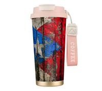 ERSDWRE Puerto Rico Wallpaper Flag Print Insulated Coffee Tumbler Travel Mug with Straw Vacuum Coffee Cups Water Bottle for Office