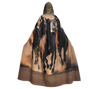 ERSDWRE Running Horses Print Halloween Hooded Cloak For Men Women Hooded Cape Robe For Medieval Cloak Costumes Cosplay