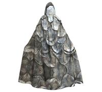 ERSDWRE Silver Fish Scale Print Halloween Hooded Cloak For Men Women Hooded Cape Robe For Medieval Cloak Costumes Cosplay