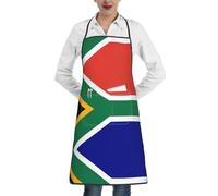 ERSDWRE South African Flag Print Kitchen Cooking Aprons Bib Aprons With Pockets Unisex Chef Apron Baking Bbq Gardening