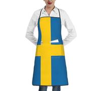 ERSDWRE Swedish Flag Print Kitchen Cooking Aprons Bib Aprons With Pockets Unisex Chef Apron Baking Bbq Gardening