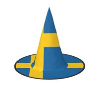 ERSDWRE Swedish Flag Print Witch Hat Wizard Hat Cosplay Accessories For Halloween Christmas Carnivals Masquerade