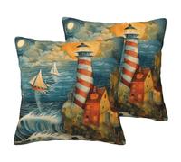 ERSDWRE The Seaside Lighthouse Print Decor Pillowcase Throw Pillow Cover Couch Pillow Covers Cushion Cover For Home Sofa Bed