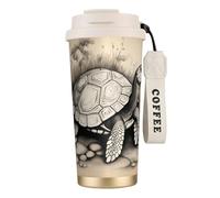 ERSDWRE Turtle Write Print Insulated Coffee Tumbler Travel Mug with Straw Vacuum Coffee Cups Water Bottle for Office