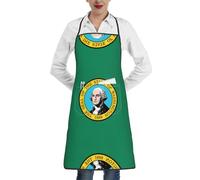 ERSDWRE Washington Flag Print Kitchen Cooking Aprons Bib Aprons With Pockets Unisex Chef Apron Baking Bbq Gardening