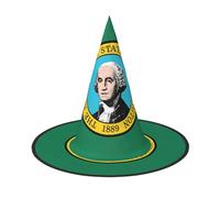 ERSDWRE Washington Flag Print Witch Hat Wizard Hat Cosplay Accessories For Halloween Christmas Carnivals Masquerade