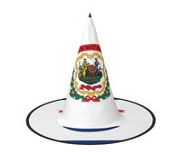 ERSDWRE West Virginia State Flag Print Witch Hat Wizard Hat Cosplay Accessories For Halloween Christmas Carnivals Masquerade