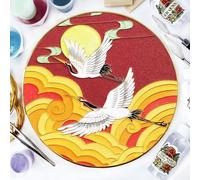 ERSENNQW Cloisonne Painting DIY Art Kit Cranes in The Sunrise Craft Kit of Adult Perfect for Artistic Home Decor and Unique Gifts Diameter 11.8 in