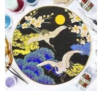 ERSENNQW Cloisonne Painting DIY Art Kit Cranes Under The Full Moon Craft Kit of Adult Perfect for Artistic Home Decor and Unique Gifts Diameter 11.8 in