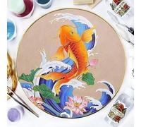 ERSENNQW Cloisonne Painting DIY Art Kit Golden Koi Fish Craft Kit of Adult Perfect for Artistic Home Decor and Unique Gifts Diameter 9.8 in