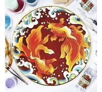 ERSENNQW Cloisonne Painting DIY Art Kit Koi Enamel Painting by Numbers Craft Kit for Adults Perfect for Art Home Decor and Unique Gift Diameter 11.8 in