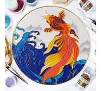ERSENNQW Golden Leap Cloisonne DIY Kit with Carp Design for Adults Cloisonne DIY Art Crafts Set, Great for Home Decoration and Unique Gift 11.8 Inch