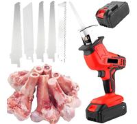 ErShangMao Cordless Lightweight Electric Bone & Meat Saw - Commercial Reciprocating Saw,5 Saw Blades,2 * 3000mah Battery,Built-In Safety Lock,Stroke Speed 2000/Min | For Cutting Bones And Meat