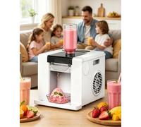 ErShangMao Electric Snow Cone Maker,350w Shaved Ice Machine, Snowflake Ice Machine 2000rpm Roller,750ml,Stainless Steel Cold Drum, Touch Controls, Auto Clean For Cafes, Commercial And Home White