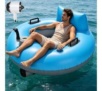 ErShangMao Summer Motorized Pool Float, Electric Inflatable Pool Lounger For Adults, 42in Pvc Floating Chair With 50w Drive, Cup Holder, Backrest, River Run Tube For Sea/Pool/Lake
