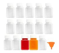 ErShiPing 15 Pcs 3.5oz/100ml Small Plastic Juice Bottles with Lids, Mini Reusable Empty Clear Juicing Juice Shot Bottles with Lids, Small Drinks Bottle for Water Milk Ginger Smoothie Beer