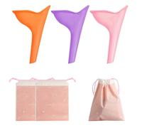 ErShiPing 3 Pcs Female Urination Device, Portable Female Urinal Device, No Leak Pee Standing Up Reusable Silicone Urinal Funnel for Women Outdoor Hiking Travel Camping Must Haves, with 3 Storage Bags