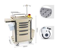 ERSINIAN Emergency Medical Crash Cart Trolley with Cardiac Board, IV Pole, O2 Holder Mobile Cart for Hospitals and Clinics with Drawers and Power Strip
