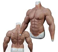 ERSINIAN Fake Musles Costume - Silicone Fake Chest Muscle Vest - Male Chest Silicone Muscle Suit Adult Cosplay Masquerade Costume for Men,Dark