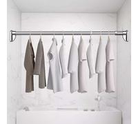 ERSINIAN Heavy Duty Adjustable Closet Rod - No-Drill Extender for Hanging Clothes, Shower & Window Curtains | Wardrobe Organizer Pole,Silver-1.3~2.5m (51.2~98.4in)