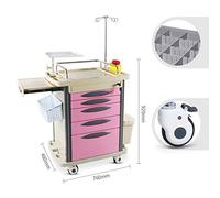 ERSINIAN Medical Crash Cart trolley with Emergency Accessory Cardiac Board, IV Pole, O2 Holder, Power Strip, Trash Bin, Drawers with Dividers