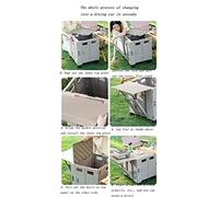 ERSINIAN Outdoor Folding Storage Box Camping Trolley Picnic Cart Trolley Cart Camping Hand Trailer Suitable for Camping Picnic (beige A)