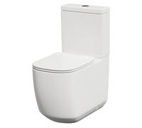 Erskine Fully Back to Wall Close Coupled Toilet Pan with Soft Close Toilet Seat | White | Vitreous China | 365mm x 840mm x 660mm