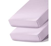 Ersmak 2 Pcs Satin Mini Crib Sheets, Silky Comfy Breathable Baby Sheets for Boys Girls, 28 x 52 x 9 in Fits Standard Crib and Toddler Mattresses, Lavender