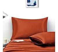 Ersmak Satin Pillowcase Queen Set of 2, 20" x 30" Ultra Soft & Silky Satin Pillow Cases for Hair and Skin, Wrinkle Fade Resistant Pillow Covers with Envelope Closure (Rust Orange)