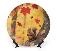 ERSTSNCK - 10 inch Maple Leaf Ceramic Wall Hanging Plaque Porcelain Bone Wall Hanging Plaque Boho Dinner Plate with