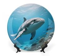 ERSTSNCK - 10 Inch Porcelain Sea Animal Ceramic Decorative Plate Wall Hanging Dinner Plates Boho Style with Stand for Home Art Decor