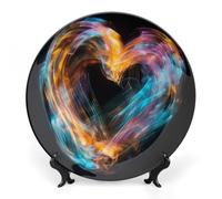 ERSTSNCK - 10 Inch Shiny Heart Shaped Ceramic Decorative Plate Bone China Wall Hanging Plate Boho Style Dinner Plate with Stand for Art Decor