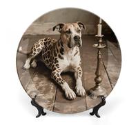 ERSTSNCK - 10" Porcelain Bone Ceramic Wall Hanging Plate Decorative Plate Boho Dinner Plate with Cabinet Stand for Home Decor