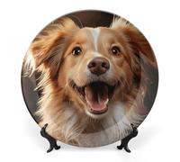 ERSTSNCK - 10" Porcelain Bone Ceramic Wall Hanging Plate Decorative Plate Boho Style Dinner Plate with Stand for Home Art Decor