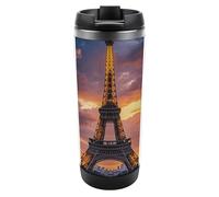 ERSTSNCK 13oz Vacuum Insulated Tumbler Beautiful Eiffel Tower Paris Leak Proof Travel Mug BPA-Free Stainless Steel Coffee Cup Keeps Hot 6hrs Cold 12hrs