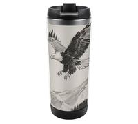 ERSTSNCK 13oz Vacuum Insulated Tumbler - Soaring Eagle Leak Proof Travel Mug with Handle, BPA-Free Stainless Steel Coffee Cup, Keeps Hot 6hrs Cold 12hrs