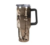 ERSTSNCK 40 Oz Tumbler with Handle And Straw Animal Pit Bull Leak Resistant Tumblers Reusable Stainless Steel Travel Mug Fits in Cup Holder Vacuum Insulated Water Bottle for Women Men
