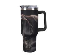 ERSTSNCK 40 Oz Tumbler with Handle And Straw Black Labrador Puppy Leak Resistant Tumblers Reusable Stainless Steel Travel Mug Fits in Cup Holder Vacuum Insulated Water Bottle for Women Men