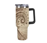 ERSTSNCK 40 Oz Tumbler with Handle And Straw Brown Pattern Tree Leak Resistant Tumblers Reusable Stainless Steel Travel Mug Fits in Cup Holder Vacuum Insulated Water Bottle for Women Men