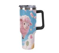 ERSTSNCK 40 Oz Tumbler with Handle And Straw Cloud - Candy Sheep Leak Resistant Tumblers Reusable Stainless Steel Travel Mug Fits in Cup Holder Vacuum Insulated Water Bottle for Women Men