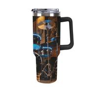 ERSTSNCK 40 Oz Tumbler with Handle And Straw Cool Drum Leak Resistant Tumblers Reusable Stainless Steel Travel Mug Fits in Cup Holder Vacuum Insulated Water Bottle for Women Men