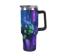 ERSTSNCK 40 Oz Tumbler with Handle And Straw Elephant Leak Resistant Tumblers Reusable Stainless Steel Travel Mug Fits in Cup Holder Vacuum Insulated Water Bottle for Women Men