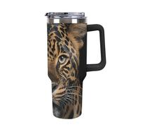 ERSTSNCK 40 Oz Tumbler with Handle And Straw Leopard Leak Resistant Tumblers Reusable Stainless Steel Travel Mug Fits in Cup Holder Vacuum Insulated Water Bottle for Women Men