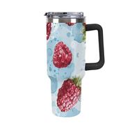 ERSTSNCK 40 Oz Tumbler with Handle And Straw Light Blue Pattern Leak Resistant Tumblers Reusable Stainless Steel Travel Mug Fits in Cup Holder Vacuum Insulated Water Bottle for Women Men