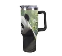 ERSTSNCK 40 Oz Tumbler with Handle And Straw Lovely Panda Leak Resistant Tumblers Reusable Stainless Steel Travel Mug Fits in Cup Holder Vacuum Insulated Water Bottle for Women Men